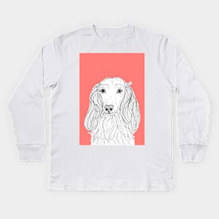 Long Haired Dachshund Portrait Kids Long Sleeve T-Shirt